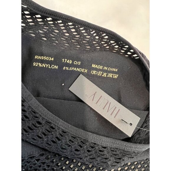 New Hauty Size O/S One-Shoulder Openwork Knit Seamless Teddy Bodysuits Black - Picture 4 of 6